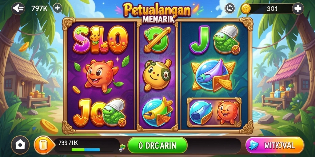 Gameplay seru dari 797K dengan tema slot yang bervariasi.