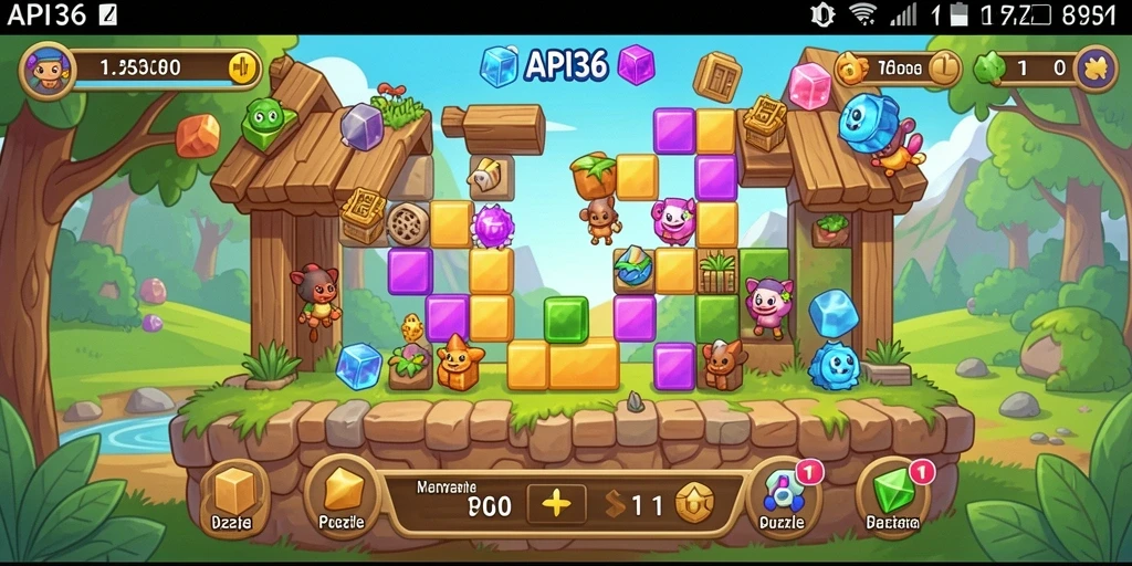 Tangkapan layar gameplay <strong>API36</strong> menampilkan tantangan Puzzle yang menarik.