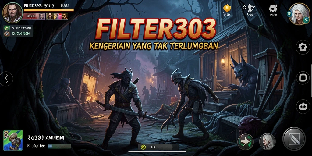 Screenshot utama FILTER303 menampilkan suasana kengerian dalam gameplay.