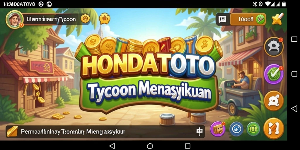 Tangkapan layar HONDATOTO menampilkan gameplay manajemen bisnis yang seru.