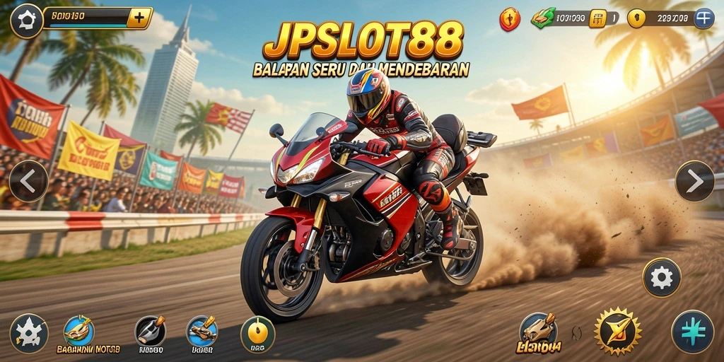 Gameplay seru dari JPSLOT88 dengan balapan motor yang menantang.