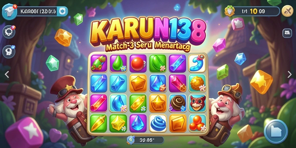Tampilan gameplay seru dari KARUN138 dalam genre Match-3.
