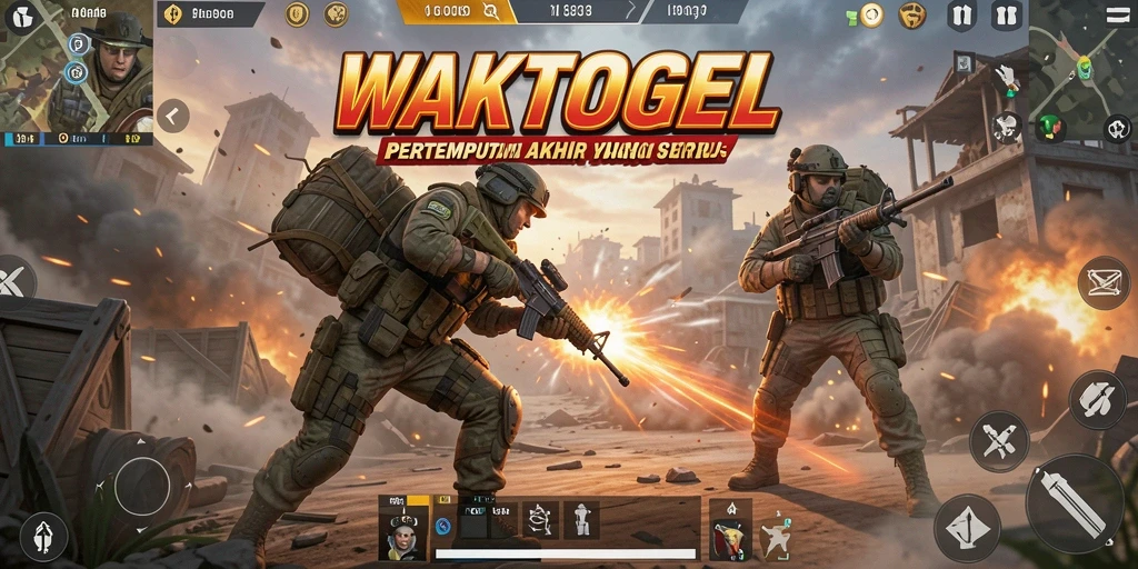 Menampilkan duel epik dalam pertempuran Battle Royale WAKTOGEL.